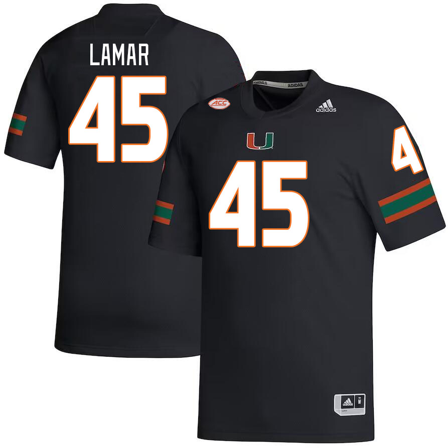 Men #45 Braylon Lamar Miami Hurricanes College Football Jerseys Stitched-Black